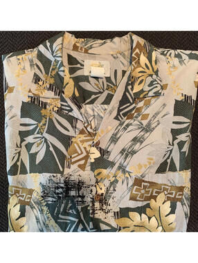 Ho Aloha Vintage Hawaiian Men Sz S Green Hibiscus Floral Print Shirt Size XL